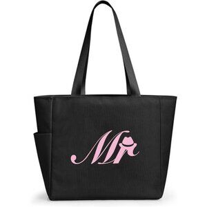 Personalized Beach Tote Bag Black-mr